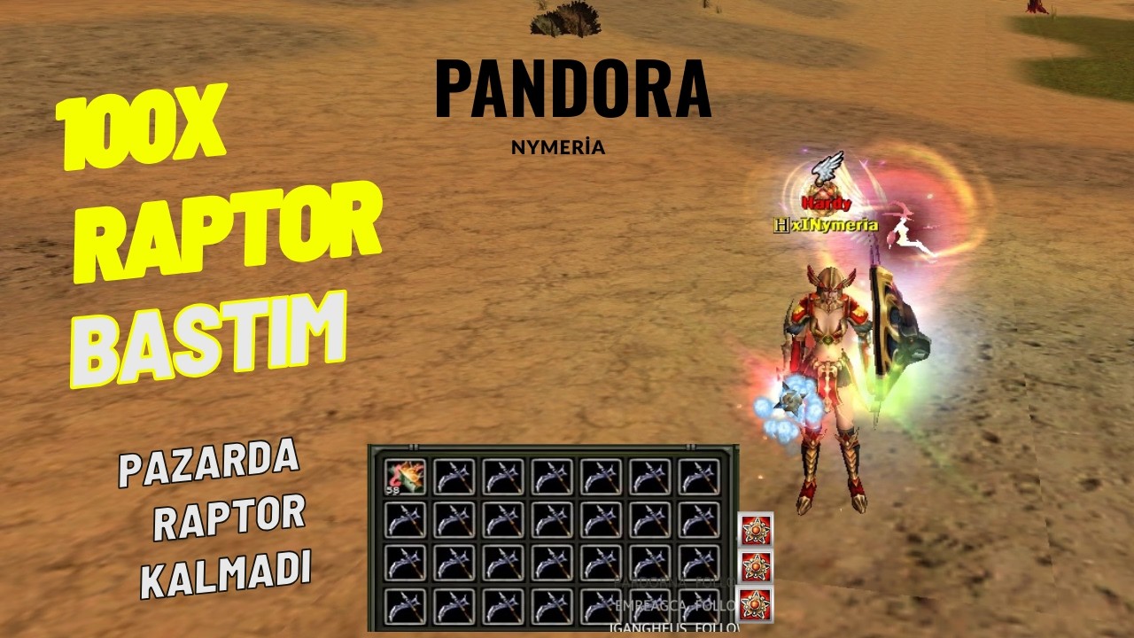 100x RAPTOR BASTIM 🤑 PAZARDA RAPTOR KALMADI💎Knight Online Pandora