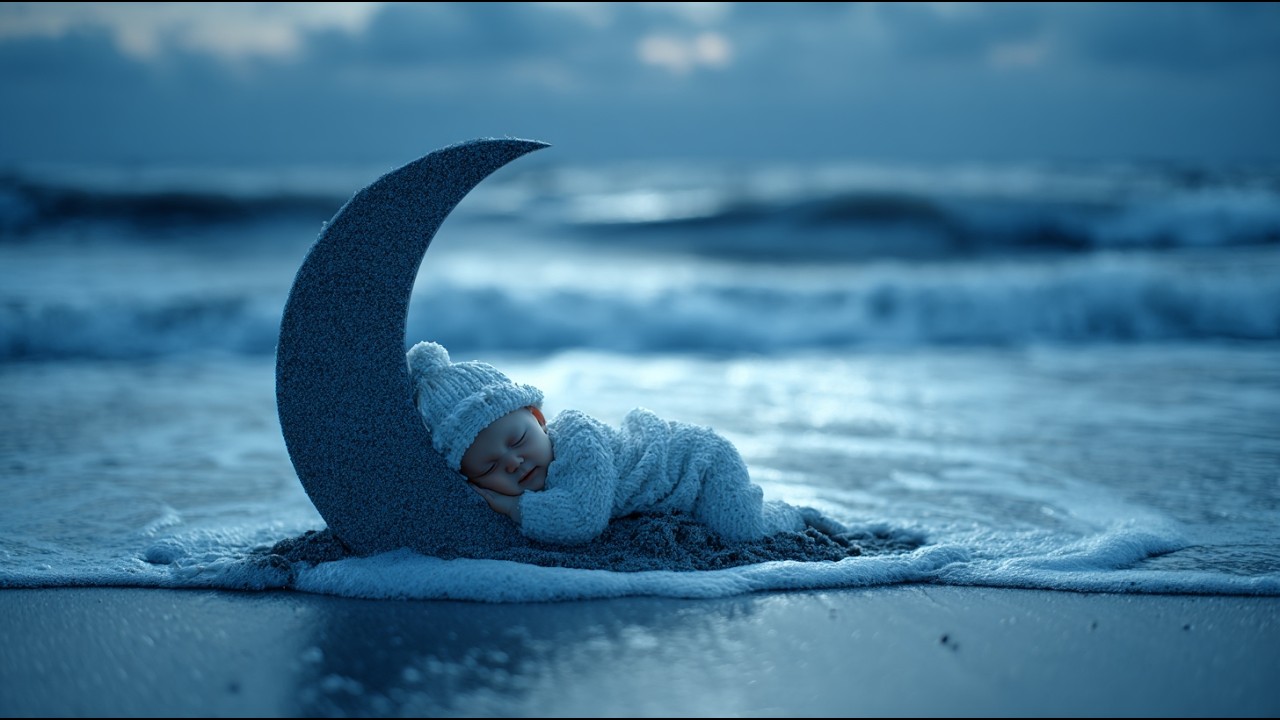 1 時間で赤ちゃんがぐっすり眠れるようにサポートします - 海と月の純粋な音 - 赤ちゃんが泣き止み、ぐっすり眠り、リラックスできるようにします。