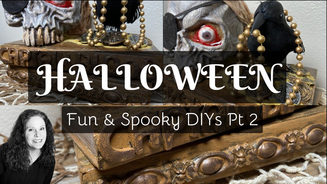 Halloween DIYs Part 2 ~ Pirate Skull & Crow Decor ~ Fun & Spooky Thrift Flip
