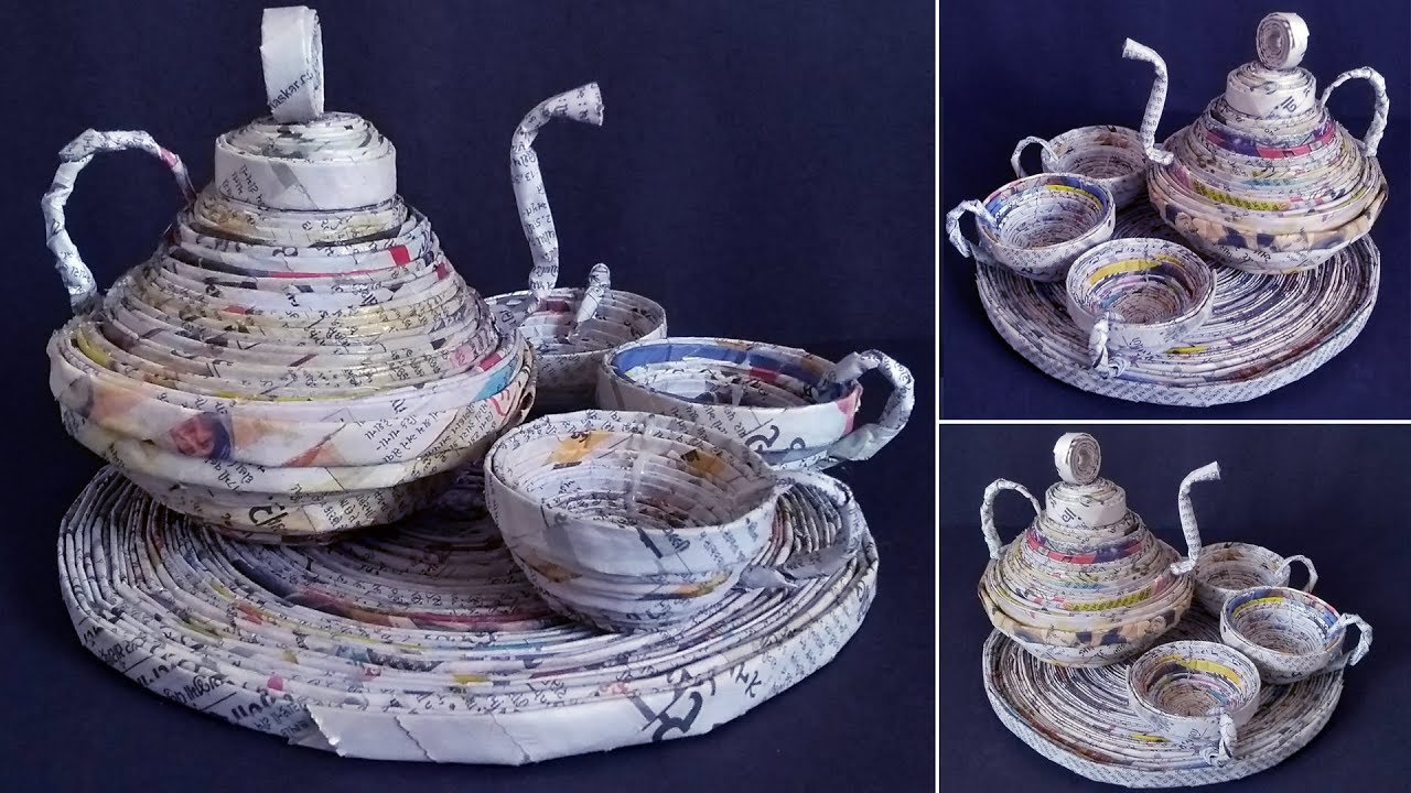 DIY...Newspaper Tea Cup and dish || Newspaper Craft Tutorial...2019 ||