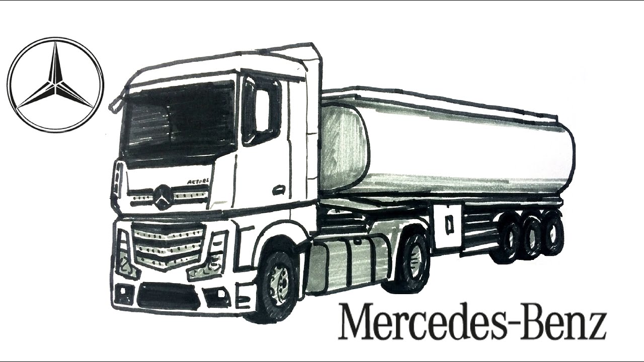 Easy Drawing Mercedes Truck I Kolay Mercedes Tır çizimi I Tır Nasıl Çizilir?