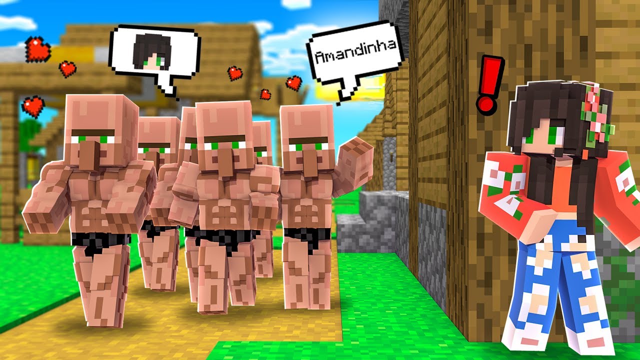TODOS OS VILLAGERS MUSCULOSOS EST&Atilde;O APAIXONADOS POR MIM NO NINECRAFT