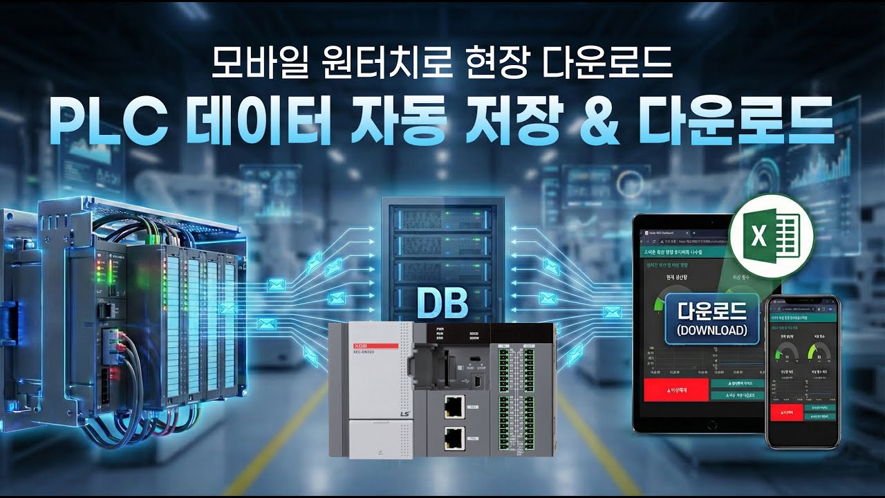 [2. PLC 데이터 자동 저장 다운로드 솔루션] 현장의 PLC 데이터 자동 저장 & 원클릭 엑셀 다운로드 #스마트팩토리 #PLC #노드레드 #nodered #IoT #LS산전
