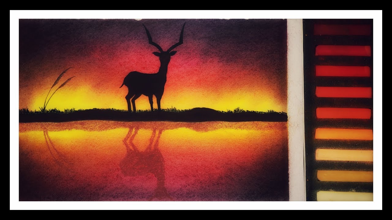 soft pastels painting tutorial of reflection of deer for beginners
