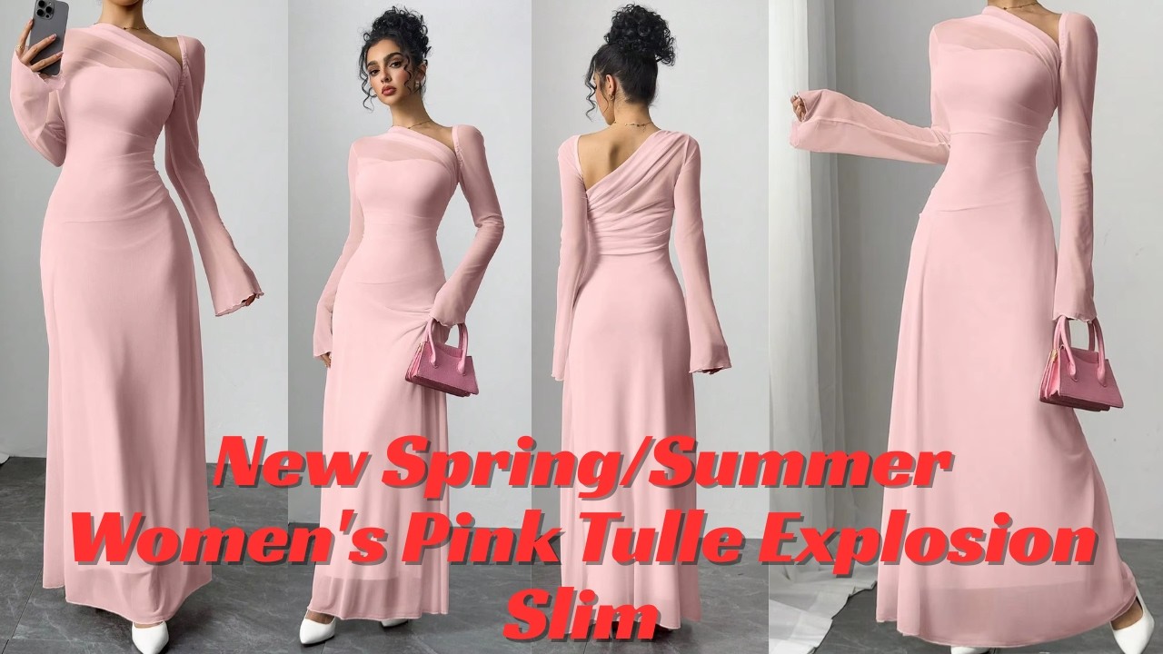 New Spring/Summer Women's Pink Tulle Explosion Slim