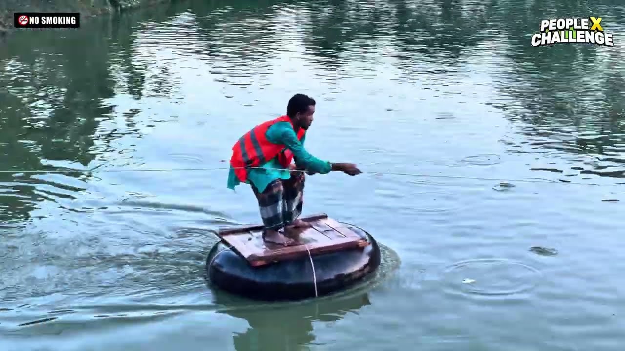 হাড় কাঁপানো শীতে পানিতে ধপাস! 🤣 Impossible Tube & Rope Crossing Challenge | হাসির খেলা 
