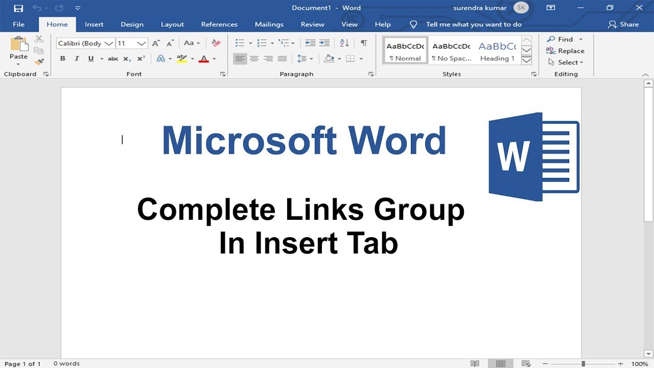 How To Use Link Group in Insert Tab in MS Word  || Microsoft Word || HOW TO USE HYPERLINK IN INSERT