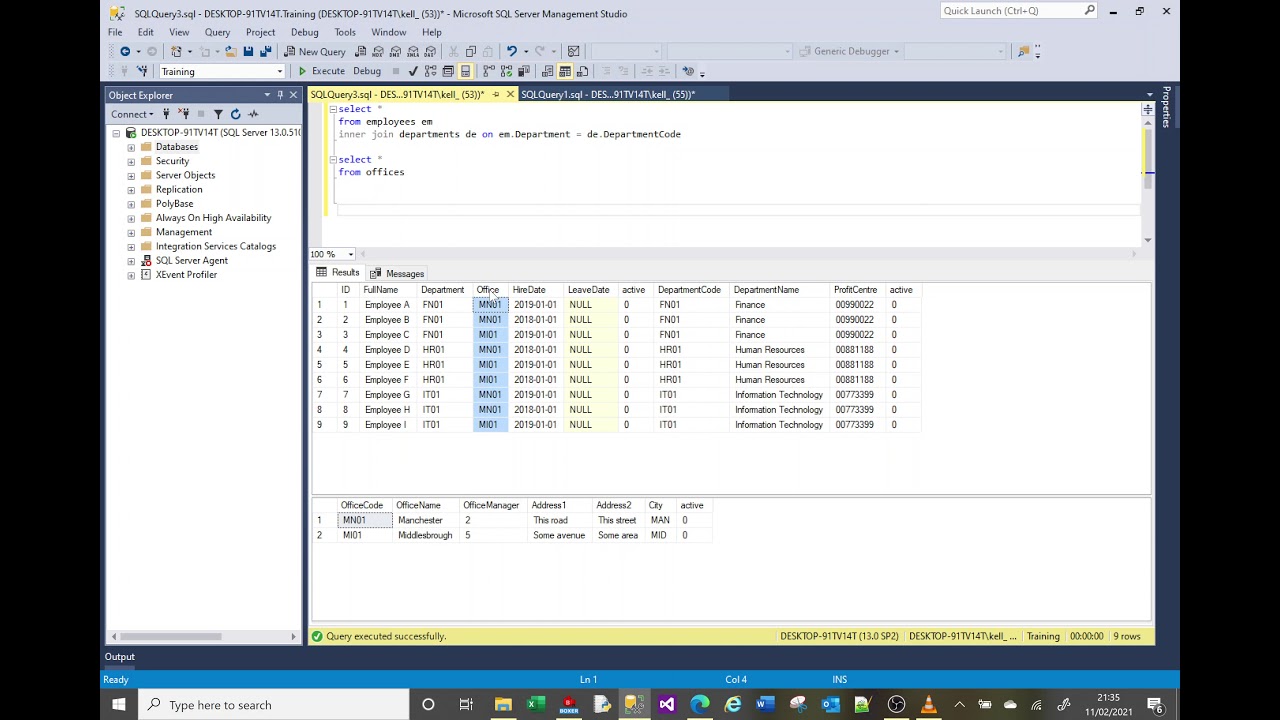 MS SQL tutorial covering multiple inner joins. Joining to multiple tables.