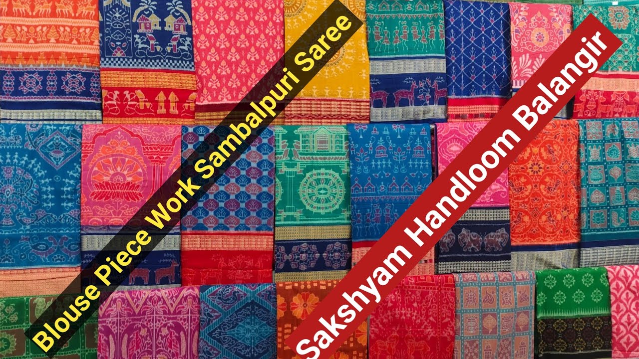 Blouse Piece Work, Double Boarder, Chauda Boarder Sambalpuri Saree Available at Sakshyam Handloom 