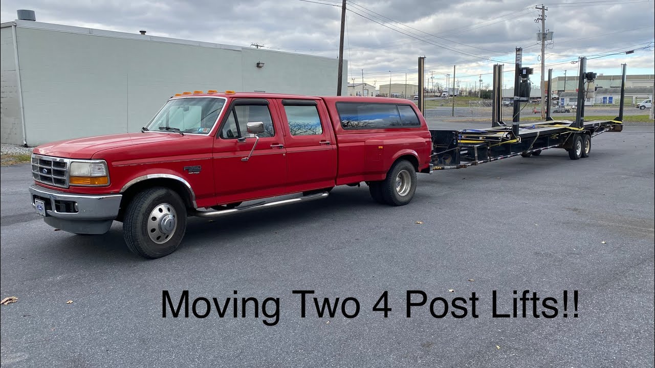 Moving two 4 post lifts in one trip!!!