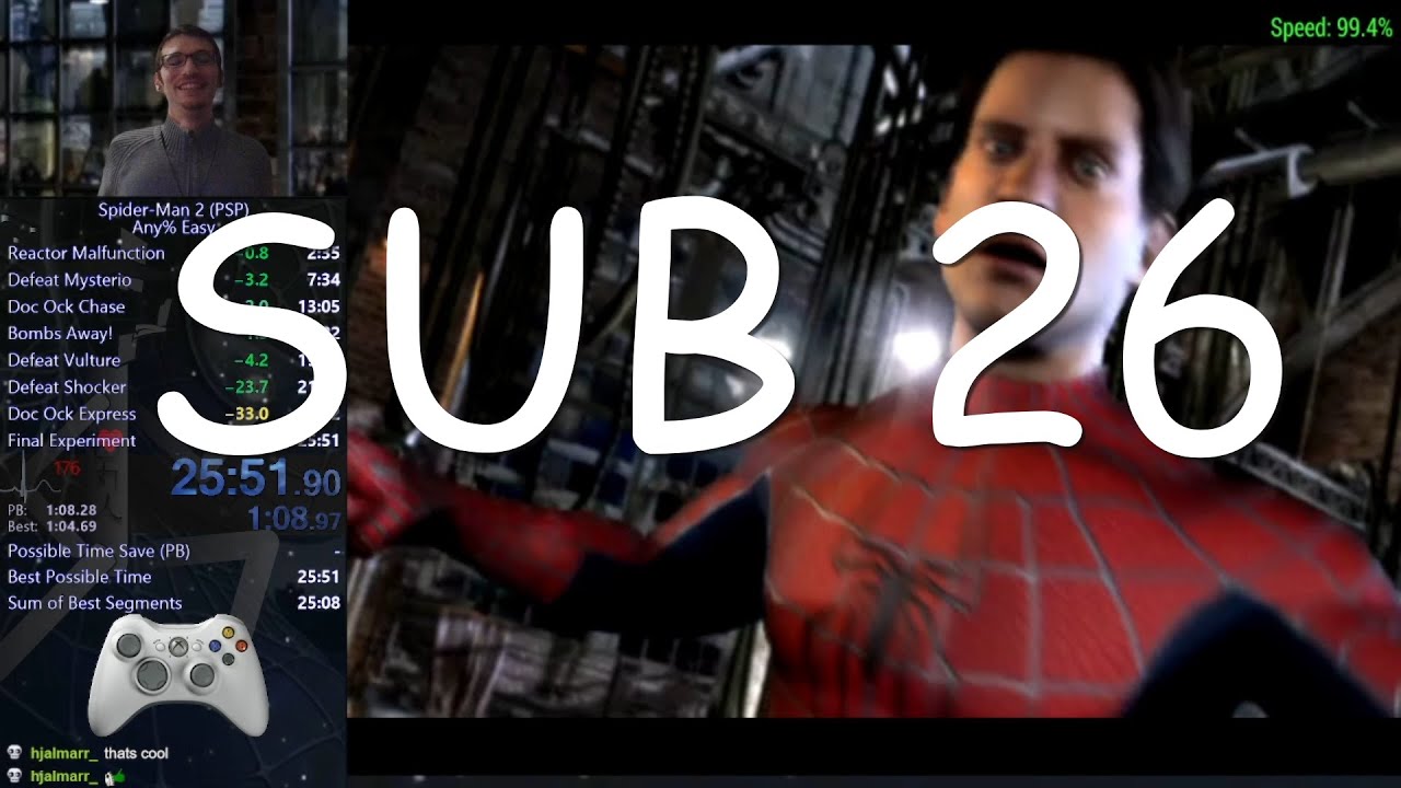 Spider-Man 2 PSP Any% Easy Speedrun in 25:51 WR (PPSSPP 1.19.3)