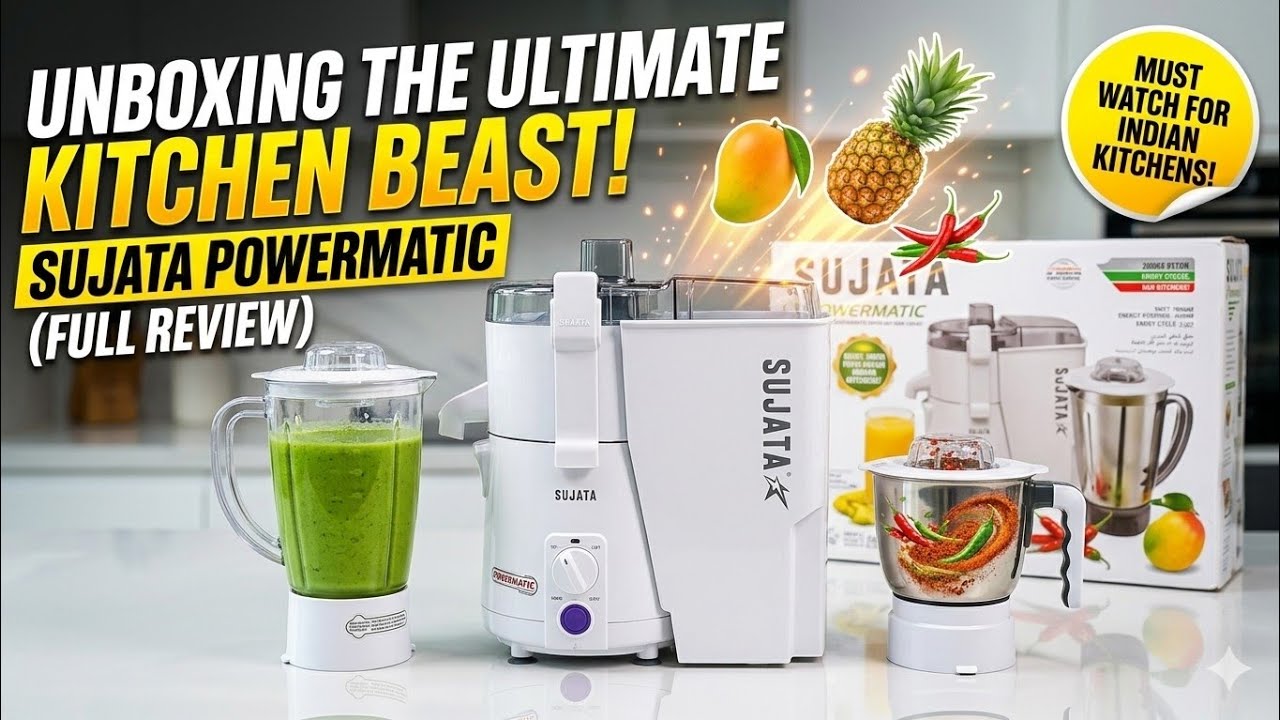 SUJATA JMG POWERMATIC PLUS | JUICER MIXER GRINDER | 900 WATT Powerful Motor 