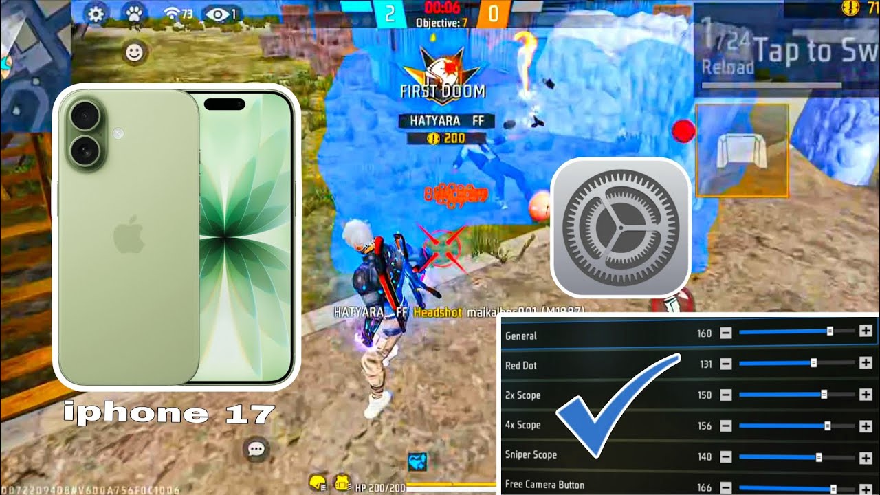 Настройки чувствительности в Free Fire на iPhone 17 ⚙️ l Настройки хедшотов в Free Fire на iPhone...