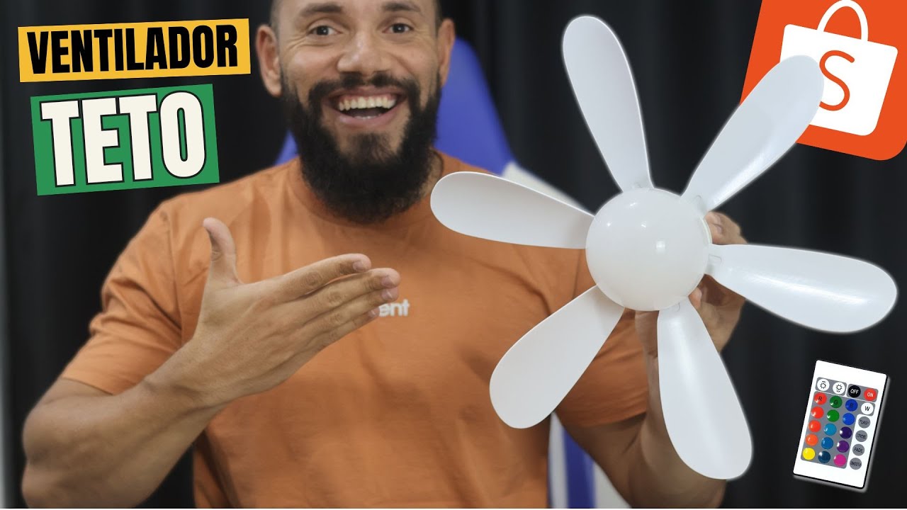 VENTILADOR DE TETO COM LUZ BARATINHO DA SHOPEE - INCRÍVEL.