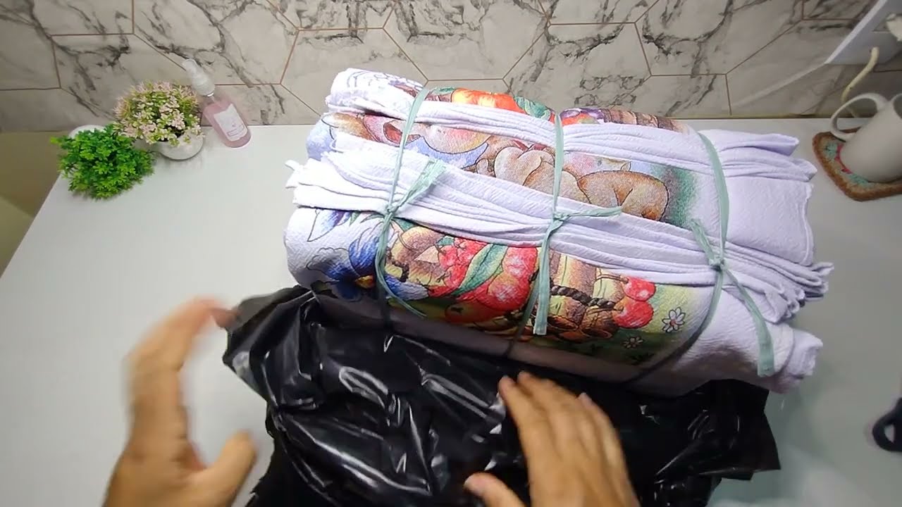 🛍️COMPRINHAS PARA 2024 COMPREI 50 PANOS PÉ DE GALINHA + EMBALAGENS CONTATO NA DESCRIÇÃO DO VÍDEO