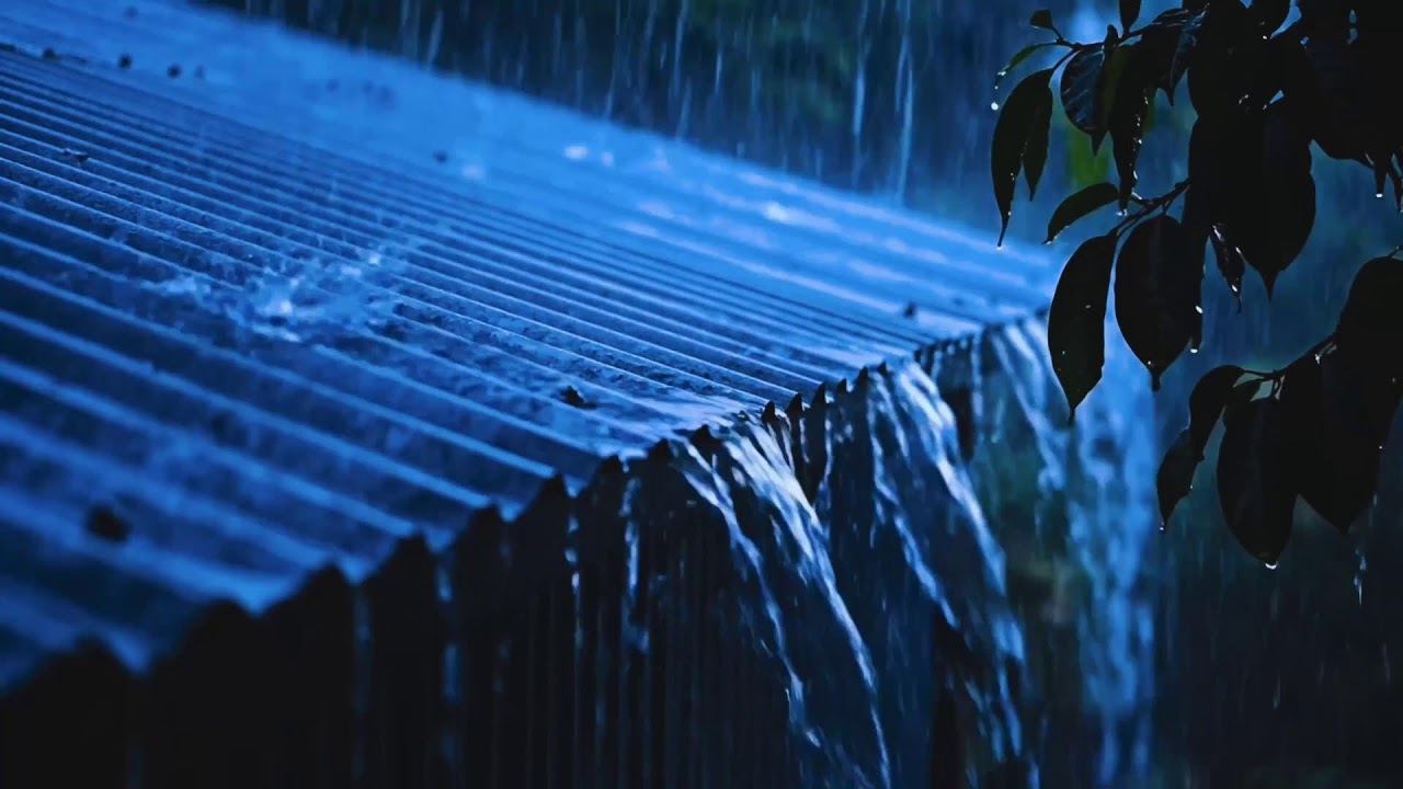 Dark Blue Night with Heavy Rain on Metal Roof | ASMR Sounds for Insomnia and Calm Sleep Ambience 73