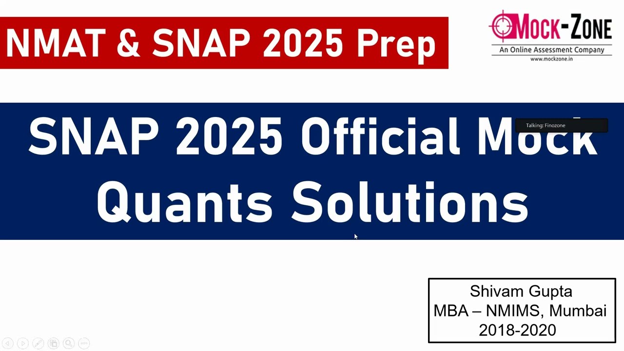 SNAP 2025 Official Mock Quants Solutions || All 20 Questions || Shivam Gupta || Mock Zone