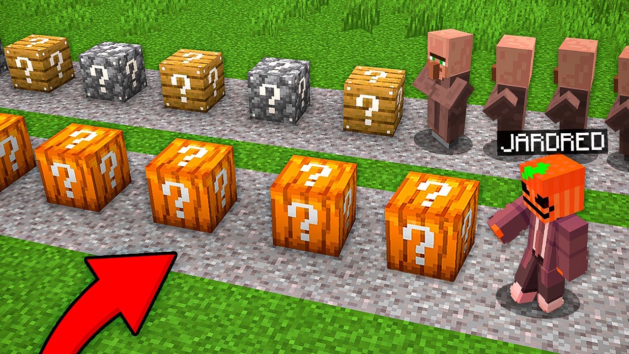 Aldeanos vs. Jardred: Carrera LUCKY BLOCKS!