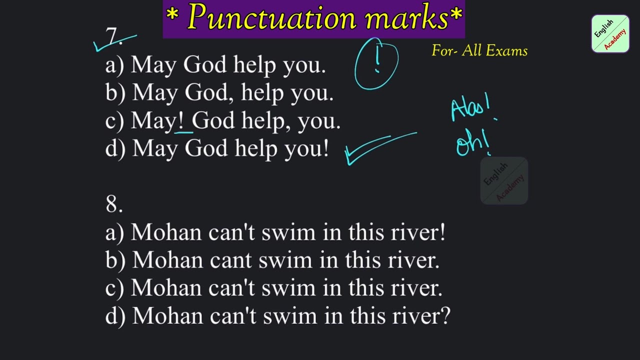 Punctuation marks practice set - 1 for all exams #advanceenglishacademy #englishgrammar