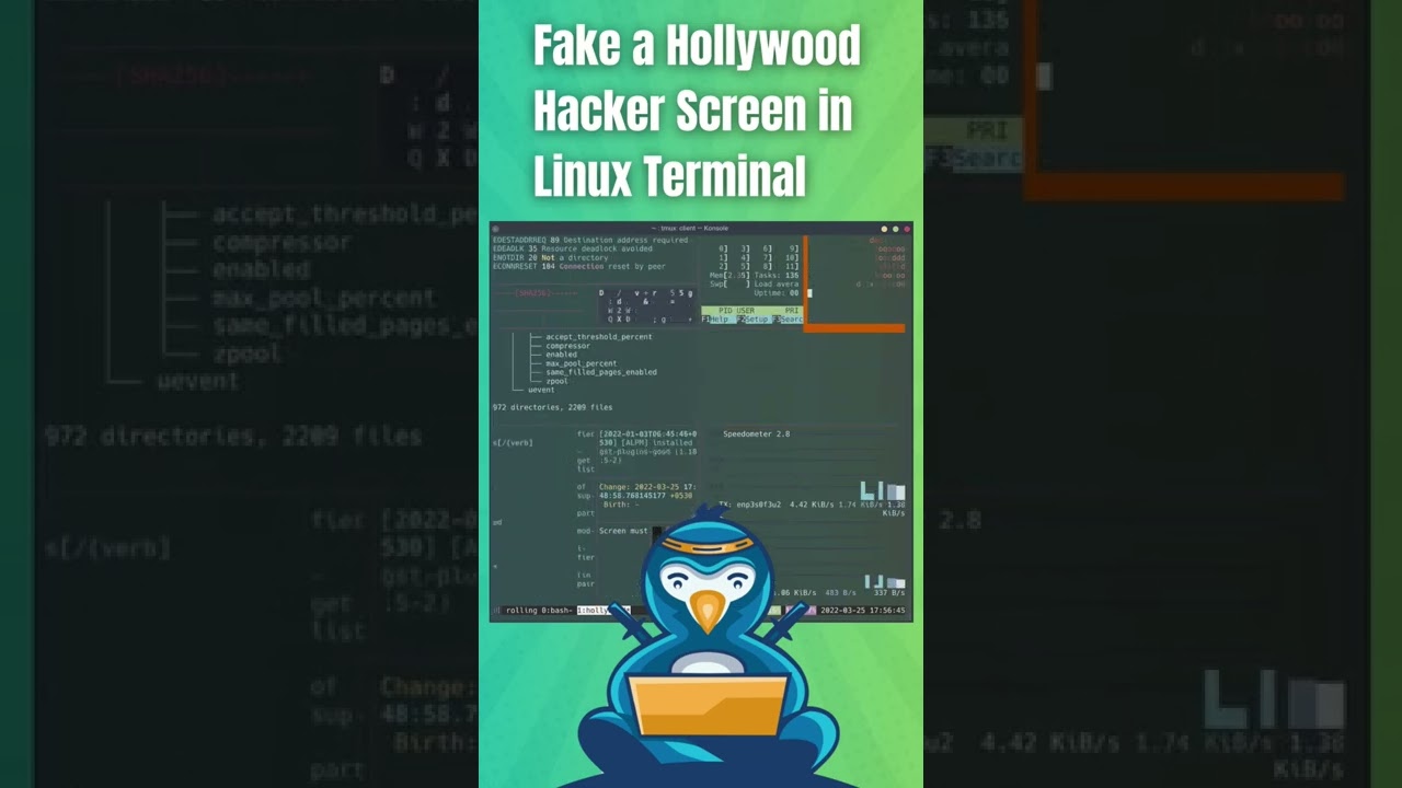 Fun with Linux Terminal: Running a Hollywood style hacking scene to amuse your friends