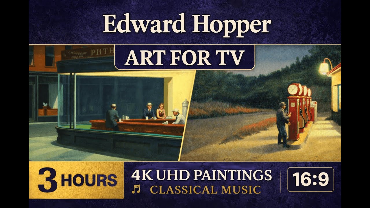 Edward Hopper Art for TV &mdash; 3 Hours of 4K UHD Paintings | Classical Music | 16:9