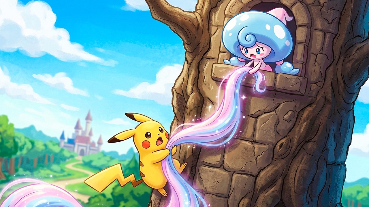 Pikachu and the Hattrem in the Tower | Pok&eacute;mon Bedtime Story for Kids | Rapunzel Fairy Tale