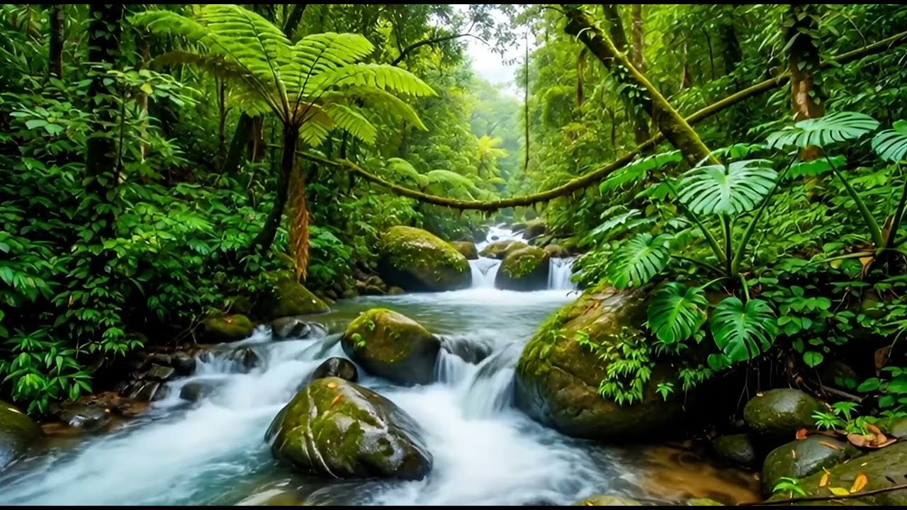 Timeless Jungle River 🌿 Soothing River Sounds with Birds and Wind