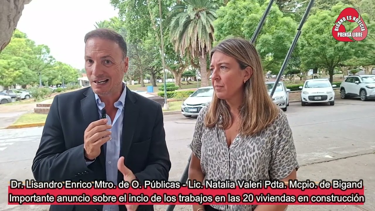 LISANDRO ENRICO MINISTRO DE OBRAS PÚBLICAS, NATALIA VALERI PRESIDENTA MUNICIPIO DE BIGAND.