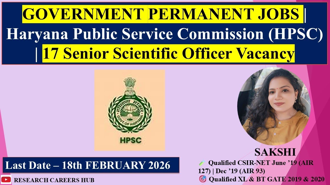 Government Permanent Jobs 2026 | HPSC | Senior Scientific Officer vacancy 