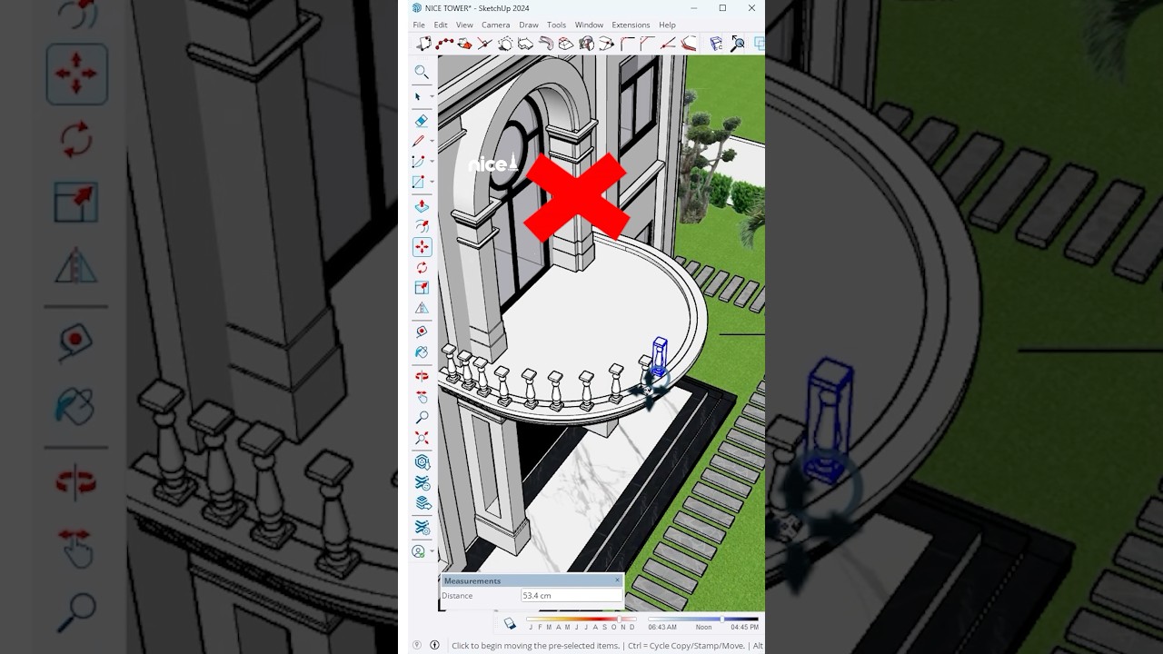 SketchUp Tips 🌟 Classic elegance in 3D! Design curved balcony with detailed balusters in SketchUp!