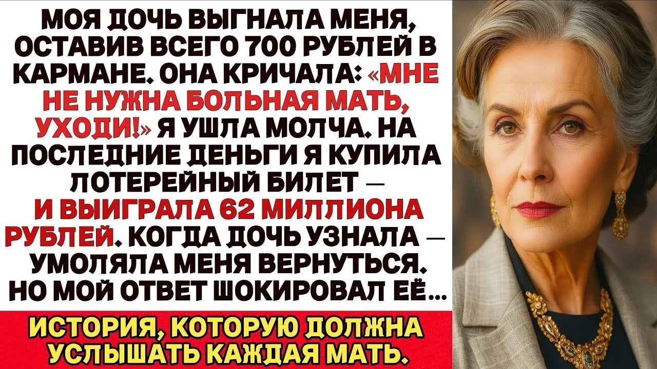 Моя Дочь Выгнала Меня Оставив Всего 700 Рублей В Кармане Но Я Выиграла 62 Млн Рублей В Лотерею,