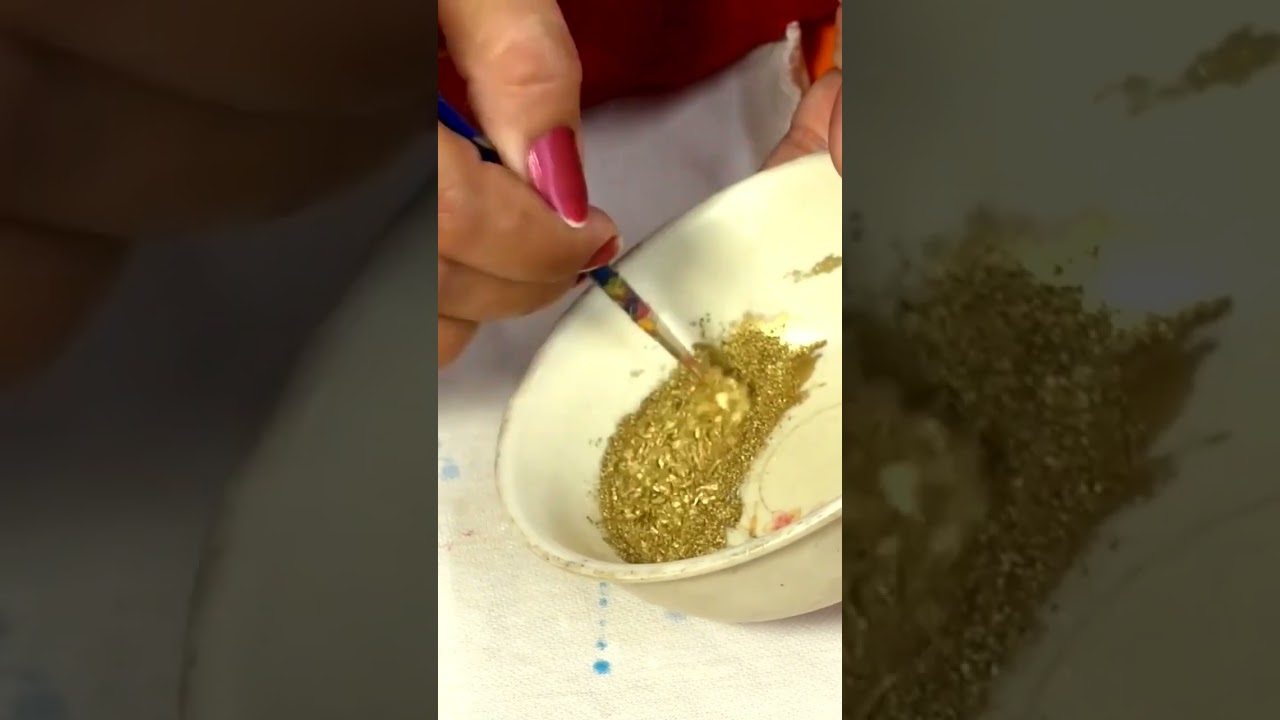 How use golden dust metallic powder for gold painting @FabricCreations