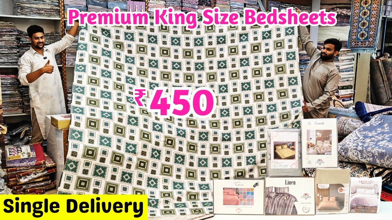 Charminar Handloom Market ₹450 New Models Imported King Size Bedsheets With Pillow Covers Low Prices