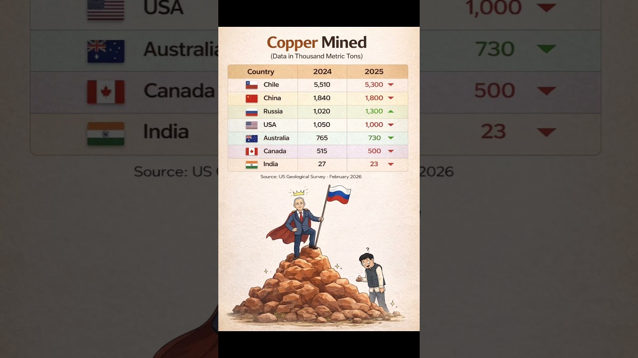 Copper Mining 2025: Russia Surges While Global Output Slips
