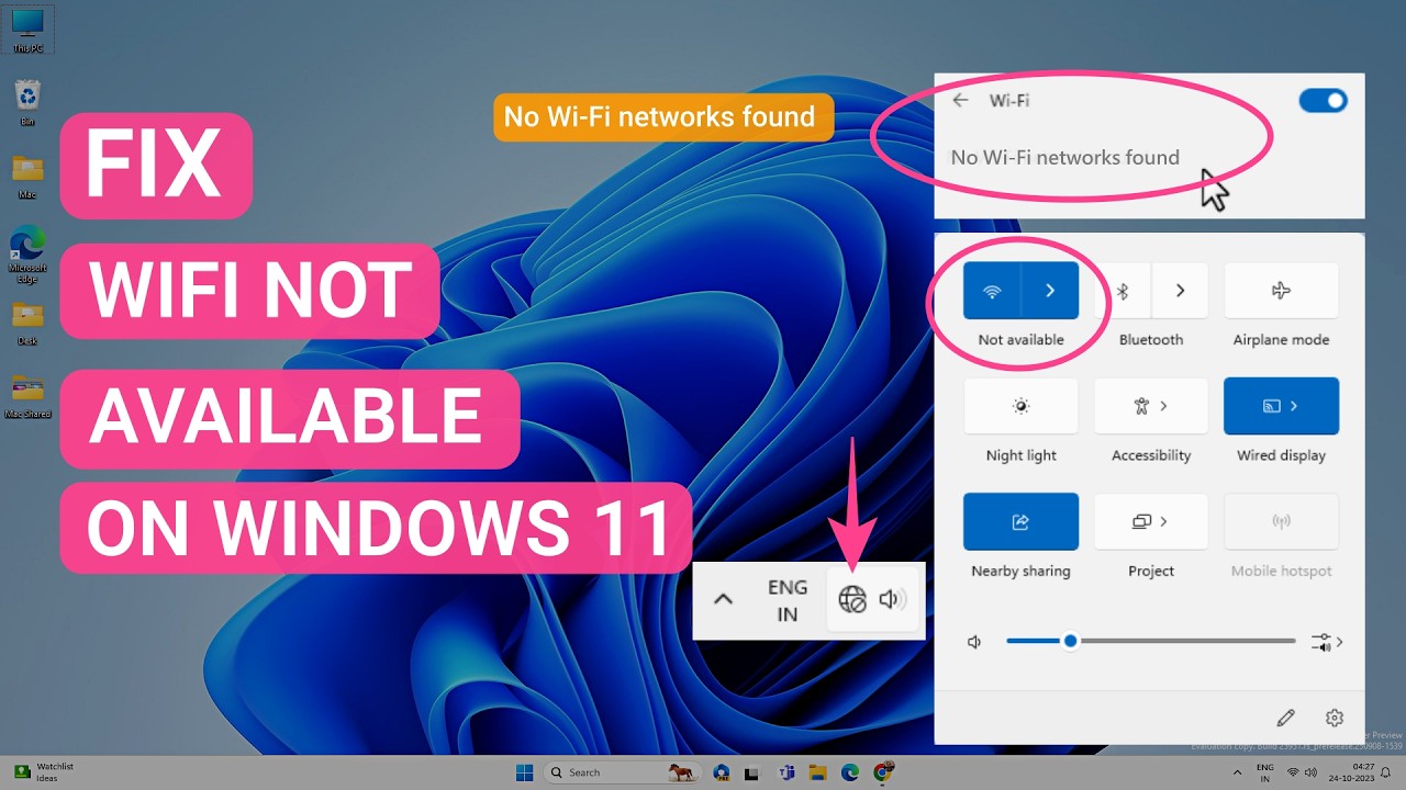 Исправление проблемы «Wi-Fi недоступен» или «Сети Wi-Fi не найдены» в Windows 11