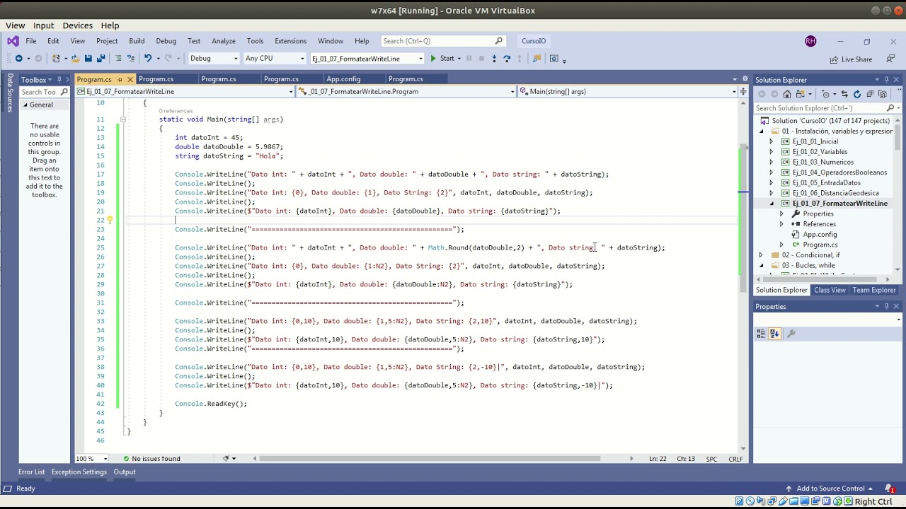 IO-C# - 01.08 Formateado de datos con WriteLine
