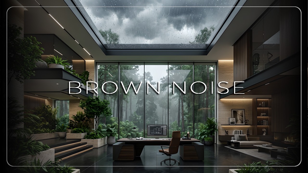 4 Hrs Brown Noise + Rain | Architect’s Forest Glass Studio | Deep Focus