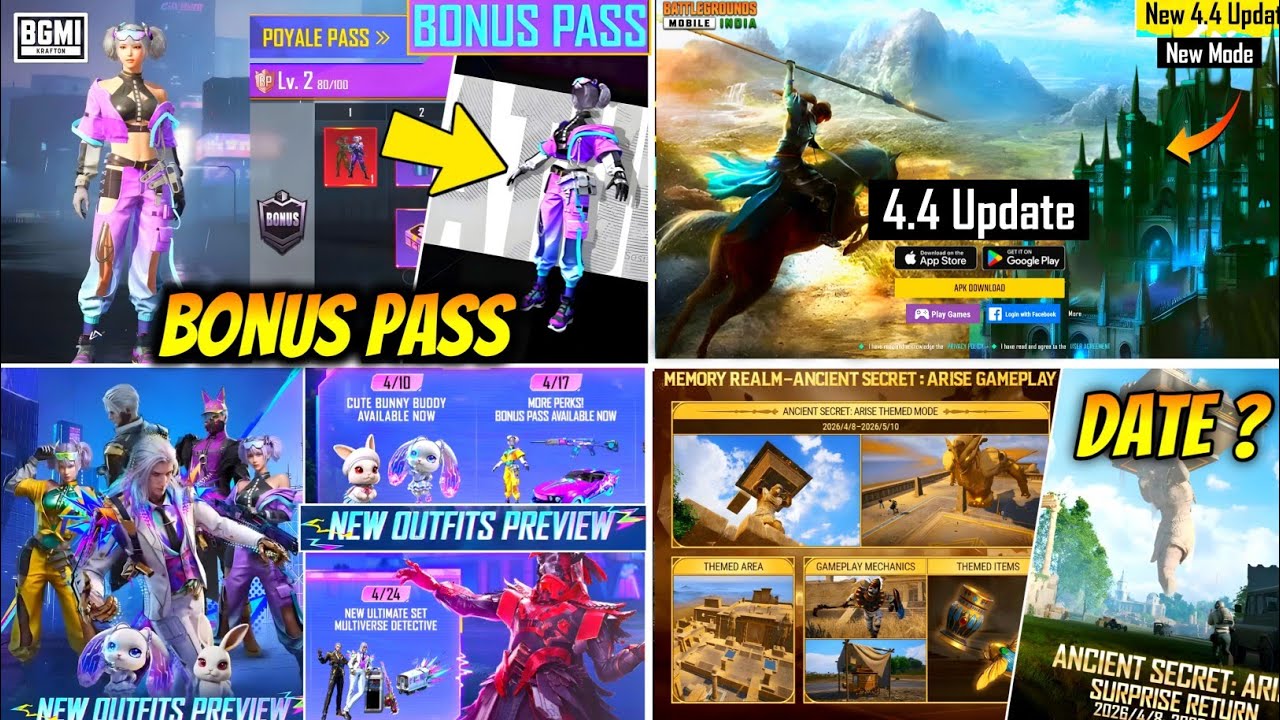 BGMI NEXT BONUS PASS | BGMI 4.4 UPDATE THEME MODE | ULTIMATE PRE-ORDER | PHARAOH MODE RELEASE DATE