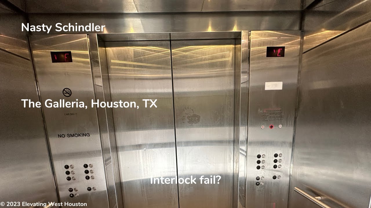 [R] Glitched Schindler Traction Red Garage Elevator | The Galleria | Houston, TX