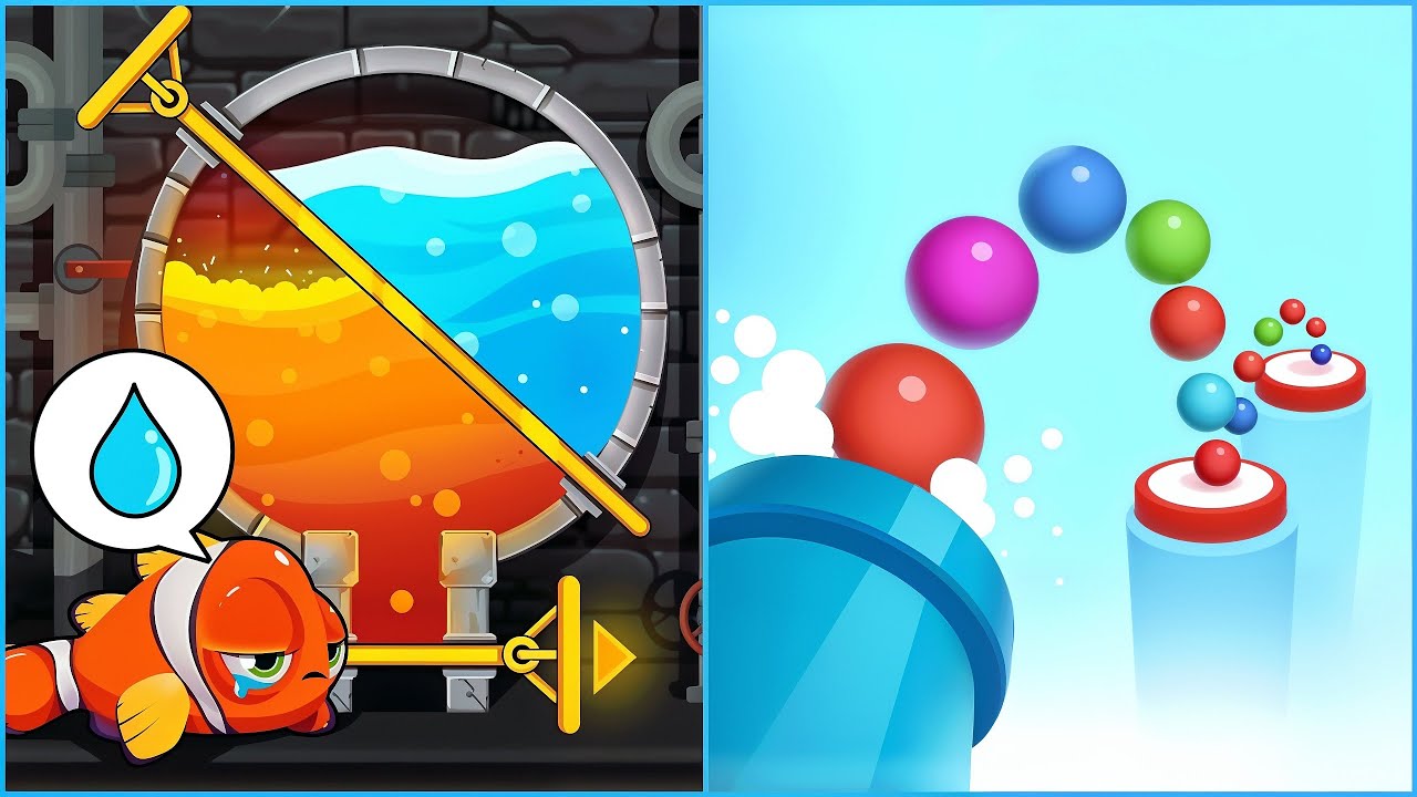 Water Puzzle Rescue Fish VS Cannon Shot Game - All Levels SpeedRun ep 1