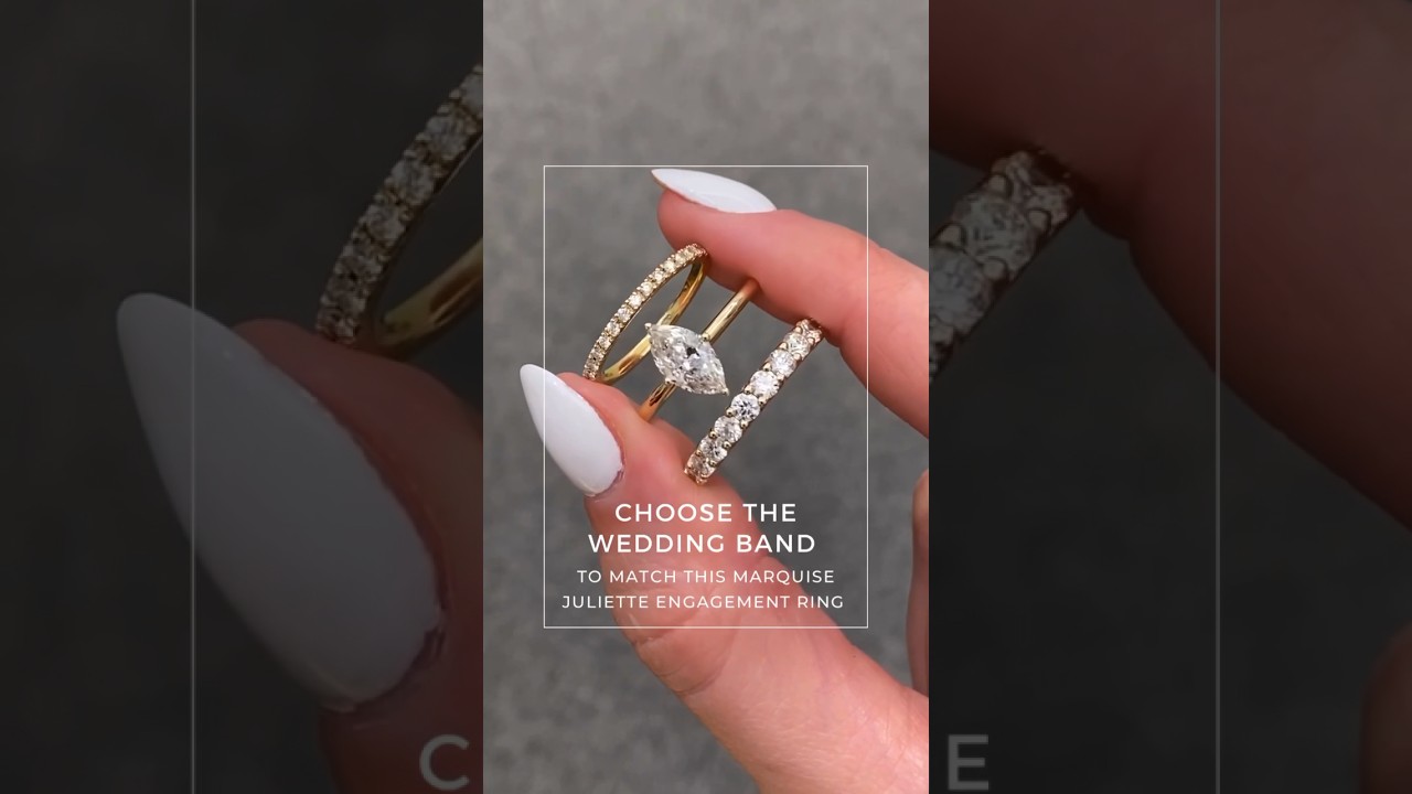 Choose the wedding band to match this Marquise Solitaire 1)0.22ct Microset Band  2)1ct Microset Band