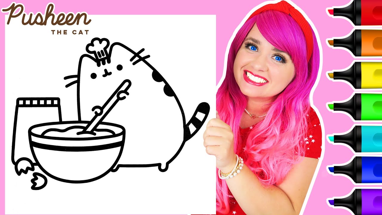 Coloring Pusheen the Cat as a Chef Coloring Page | Ohuhu Art Markers
