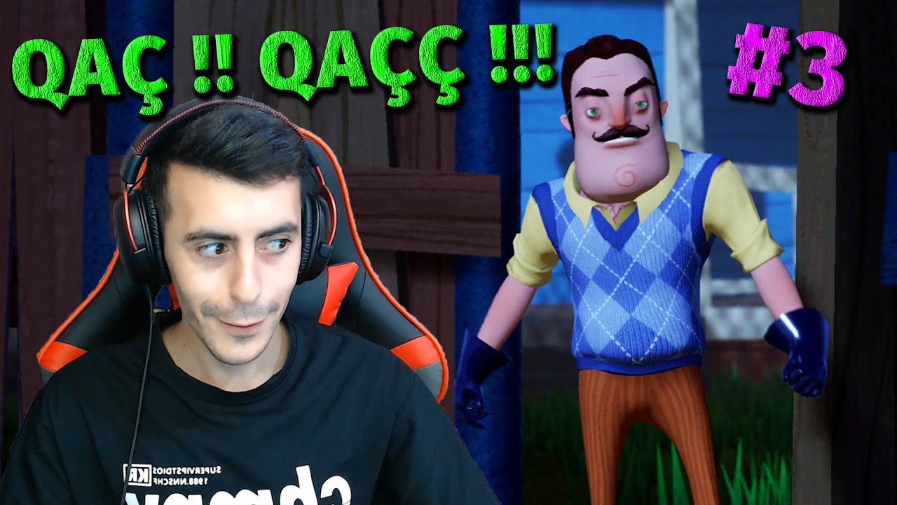 QORXUNC QONŞUMUN HƏYƏTİNDƏN QAÇDIM  | Bölüm 3 | Qorxulu Oyunlar | Hello Neighbor | 
