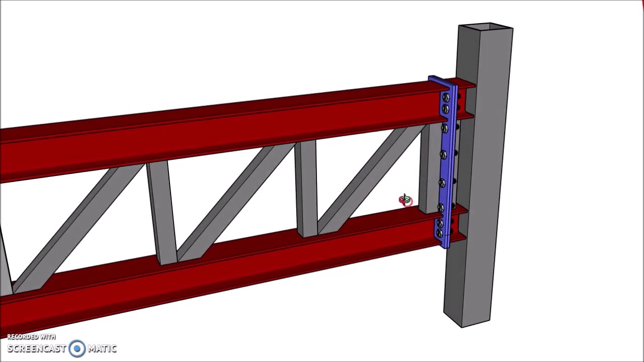 Steel Floor Flat Pratt Truss Support to SHS Column