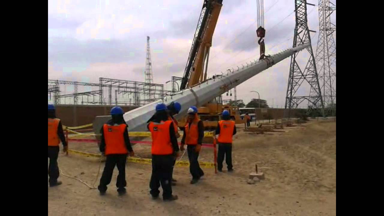 Izaje de poste metalico embonado para linea de 220 KV