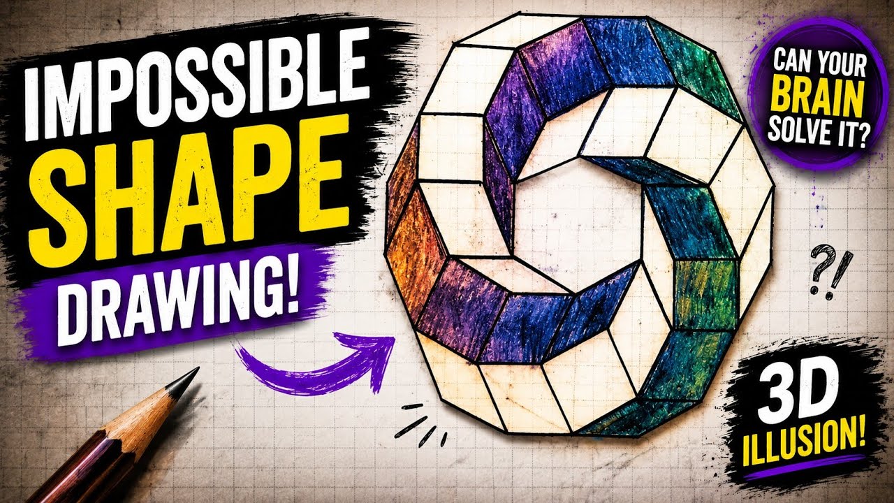 Draw a 3D Hexagon Illusion on Grid Paper 🎨 | The Impossible Infinite Loop! ♾️ (Don't Blink!)