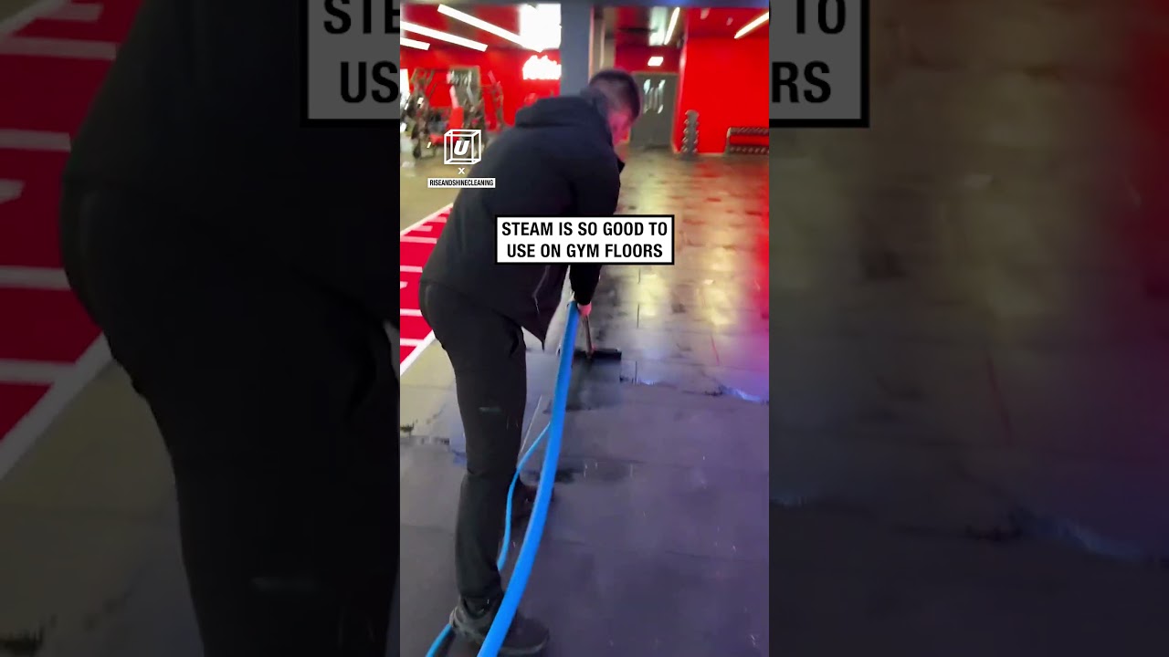 Satisfying gym floor steam clean 🧼😳          🎥: Instgram / riseandshinecleaning