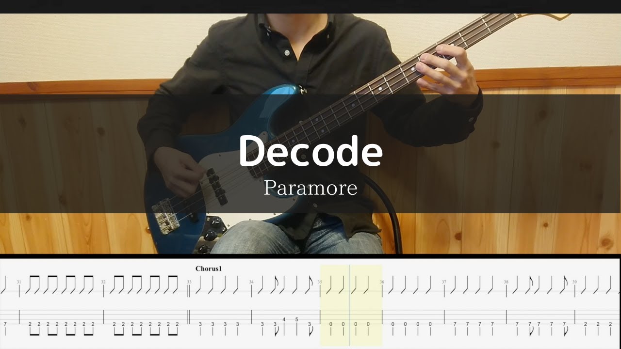 Paramore - Decode - Bass Cover TAB