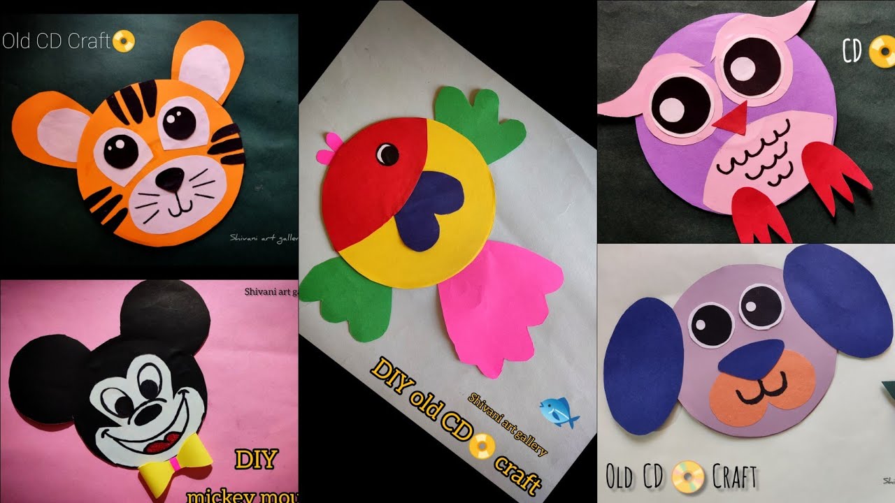 CD Craft | DIY CD | Craft Idea | Cd recycle | Animals Face Craft | Old Cd Craft | mickey Mouse
