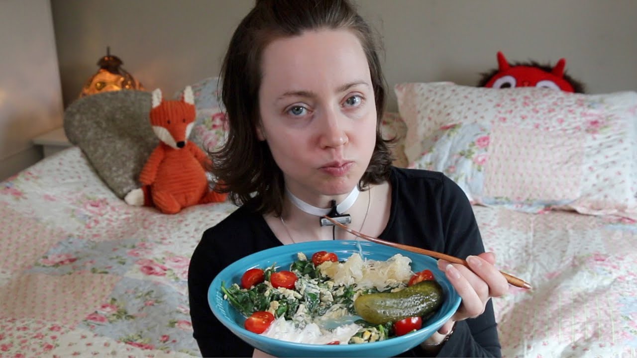 ASMR Whisper Eating Sounds | Spinach Scrambled Eggs With Tzatziki |Pickled Cucumber | Mukbang 먹방